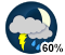 Chance of showers or thunderstorms (60%)